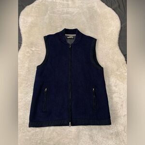 Carbon2Cobalt Vest Men's Medium Blue Rib Knit Full Zip Cabincore Hipster Outdoor